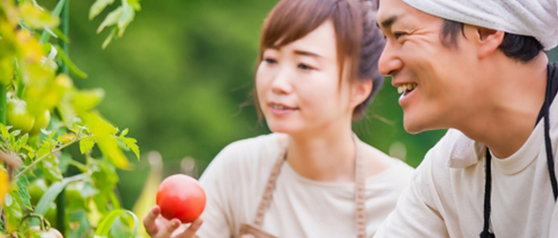 農作業をする夫婦